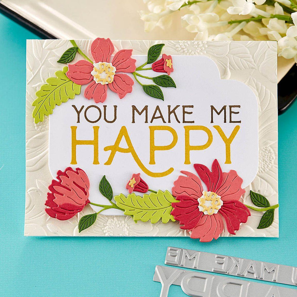 BP-042 Spellbinders You Make Me Happy Press Plate Flowers