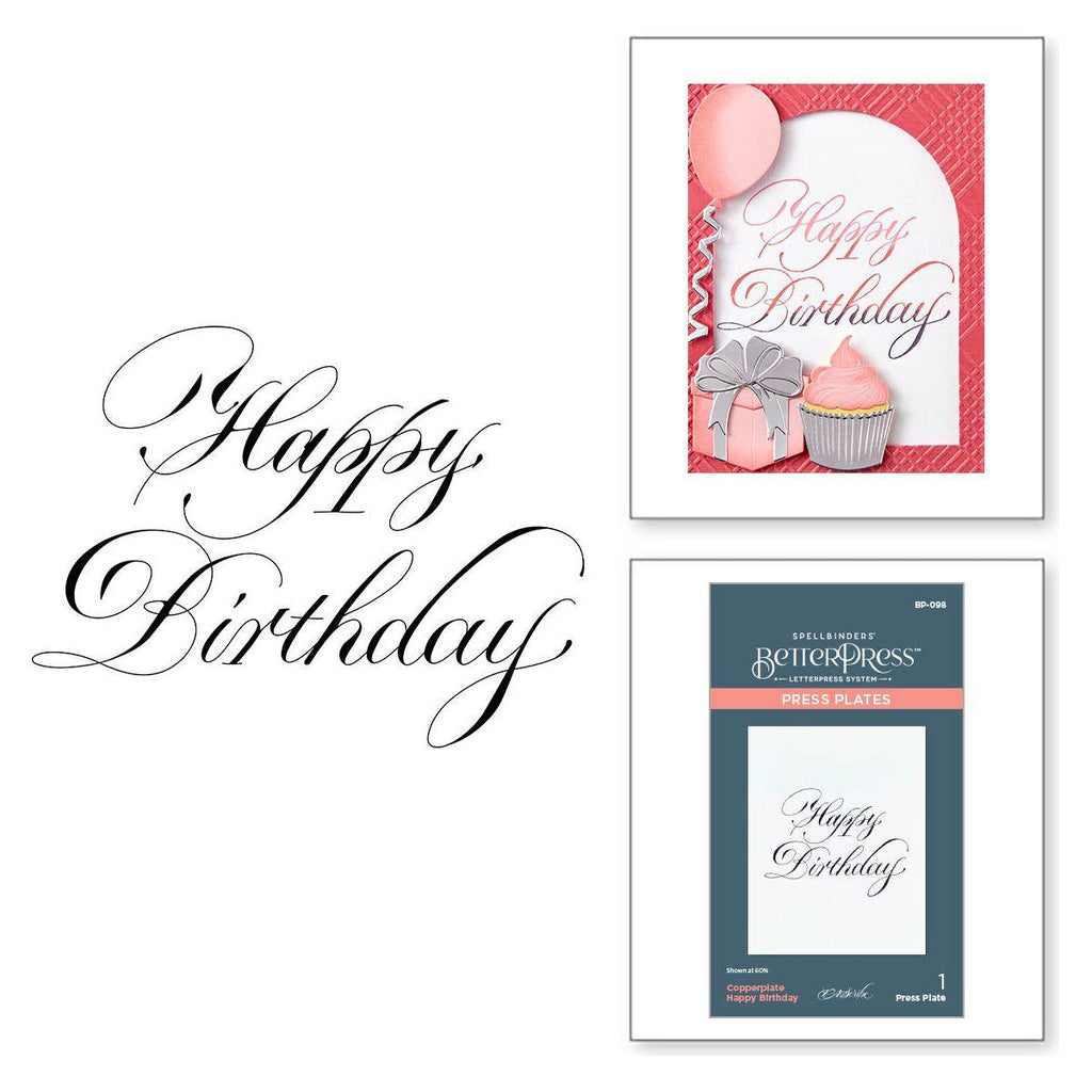 bp-098 Spellbinders Copperplate Happy Birthday Press Plate product image