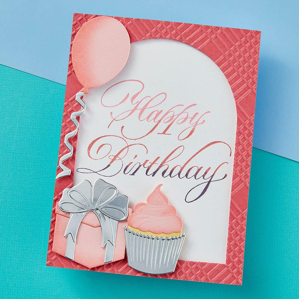 bp-098 Spellbinders Copperplate Happy Birthday Press Plate happy birthday