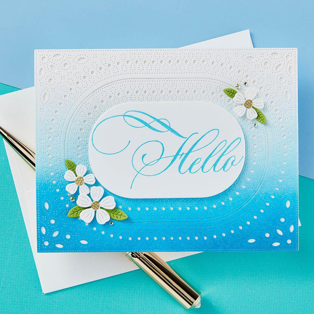 bp-100 Spellbinders Copperplate Hello Press Plate blue ombre