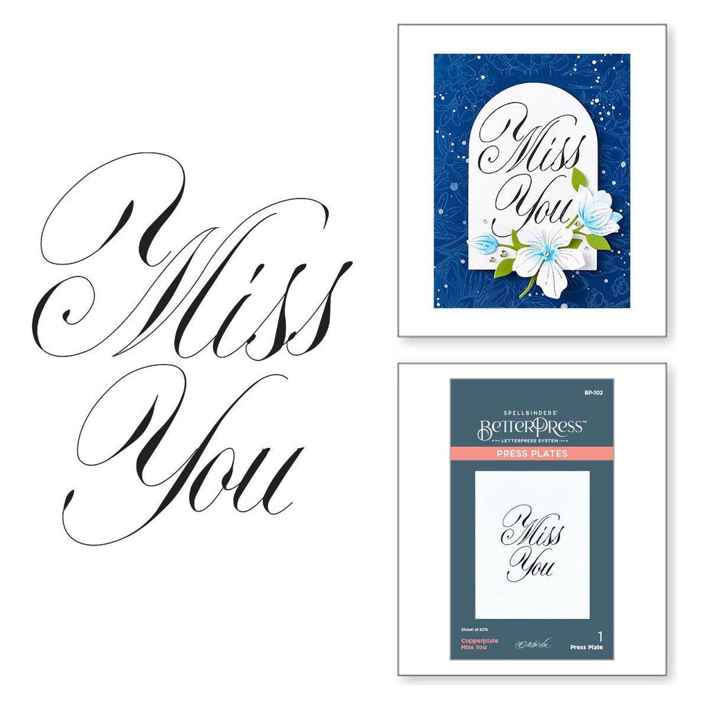 bp-102 Spellbinders Copperplate Miss You Press Plate product image