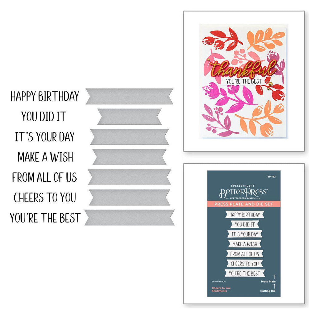 Spellbinders Cheers to You Sentiments Press Plate and Die Set bp-162 product image