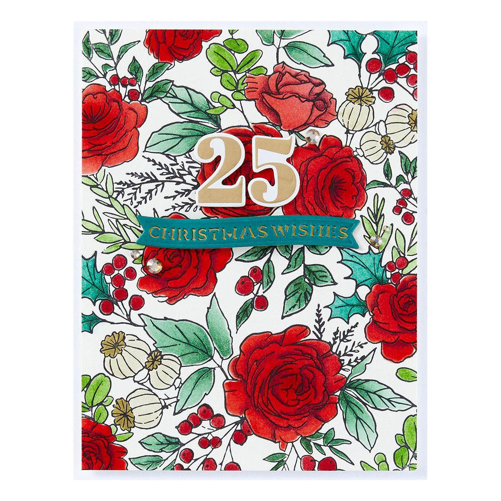 Spellbinders Winter Rose Background Press Plate bp-195 wishes