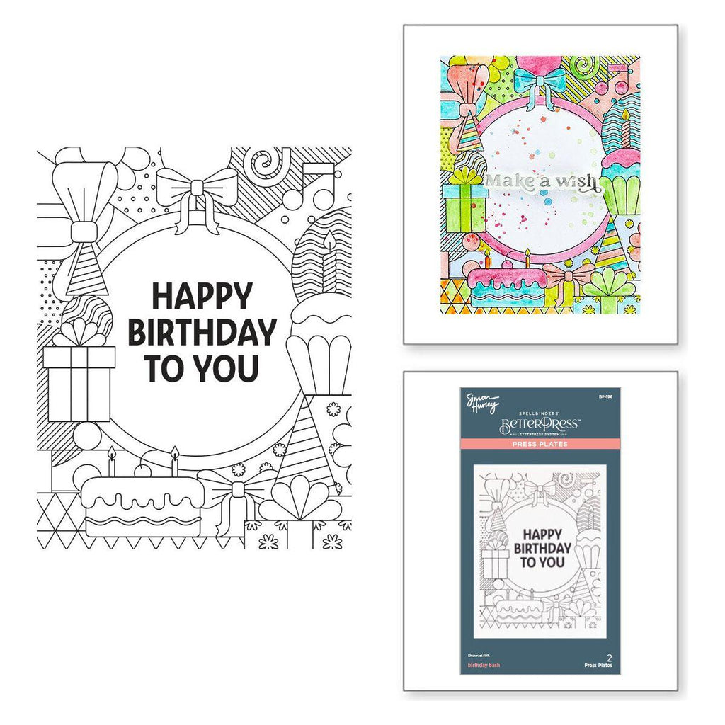 Spellbinders Birthday Bash Press Plate & Die Set bp-196