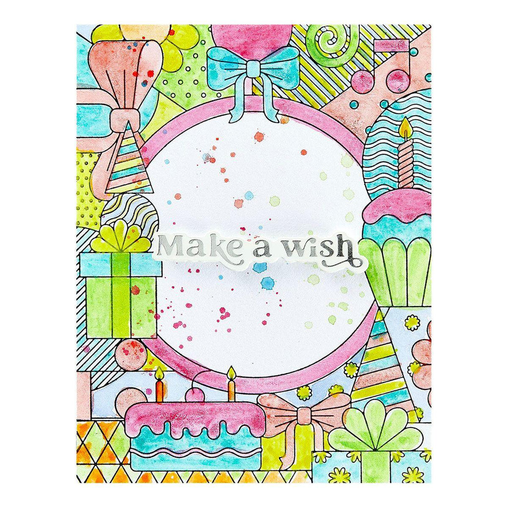 Spellbinders Birthday Bash Press Plate & Die Set bp-196 make a wish