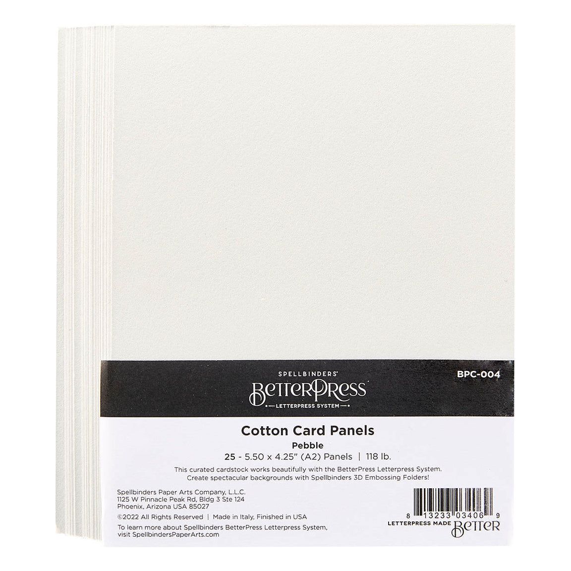 Spellbinders - BetterPress - Cotton Card Panels - A2 - Pebble, 25 Pack