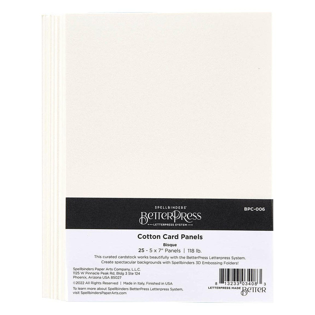 BPC-006 Spellbinders BetterPress Cotton Card Panels A7 Bisque 25 Pack Cotton Card