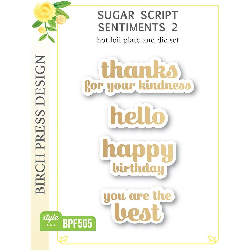 Birch Press Design Sugar Script Sentiments 2 Hot Foil Plate and Die Set bpf505