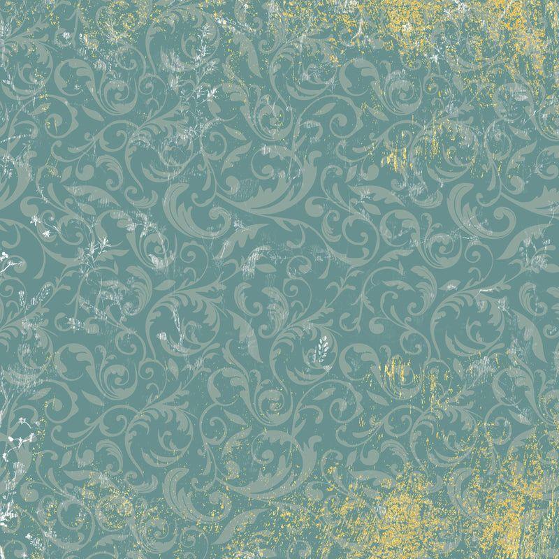 Crafter's Companion Age Of Elegance 12 x 12 Paper Pad ss-aoe-pad12 Teal Damask Pattern