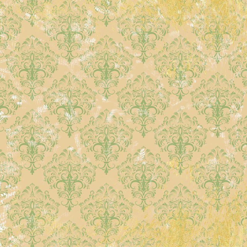 Crafter's Companion Age Of Elegance 12 x 12 Paper Pad ss-aoe-pad12 Beige Green Damask