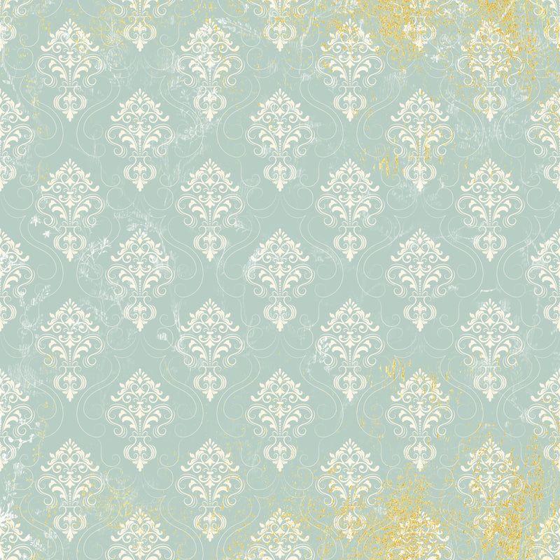 Crafter's Companion Age Of Elegance 12 x 12 Paper Pad ss-aoe-pad12 Light Blue Damask Pattern