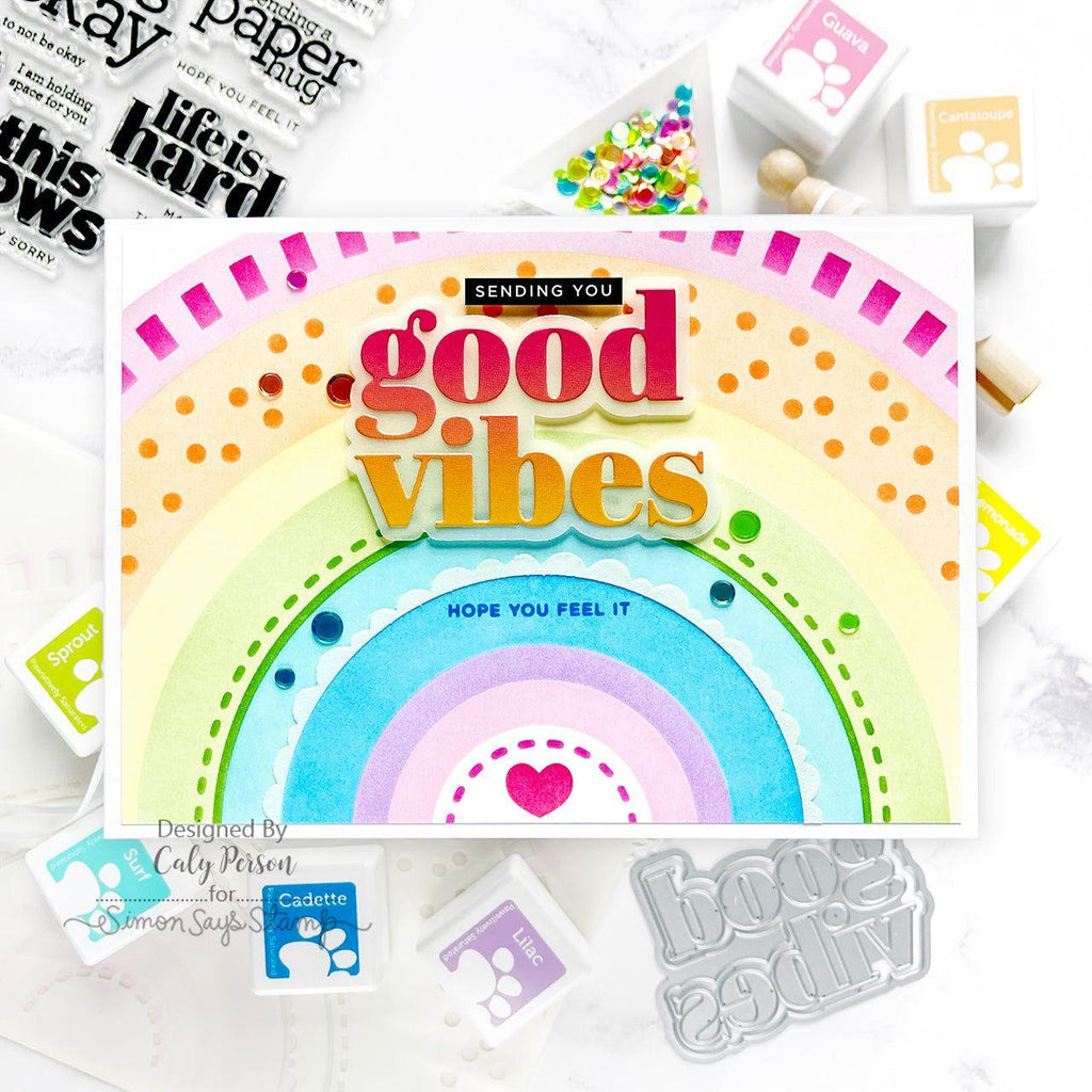 CZ Design Stamps Dies and Sentiment Strips Bad Day Good Vibes set807bd Sunny Vibes Encouragement Card