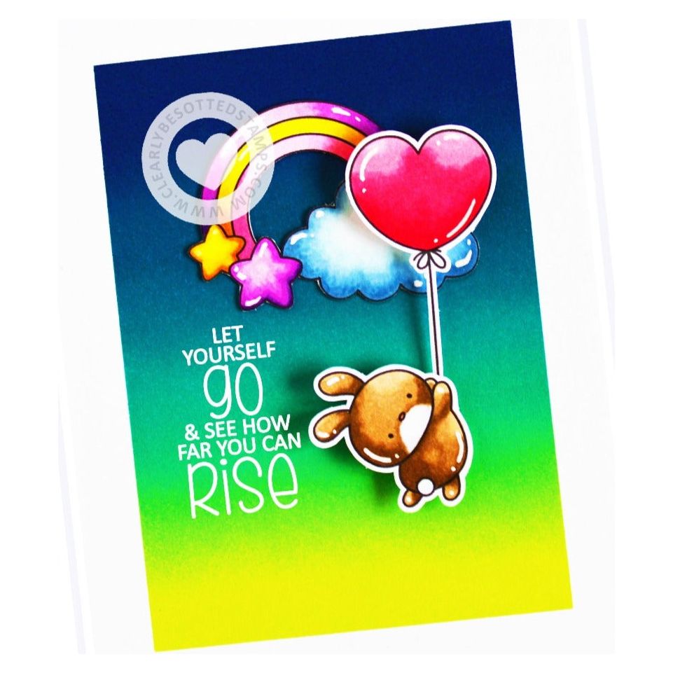 Clearly Besotted BALLOON BUNCH FRIENDS Clear Stamps rainbow