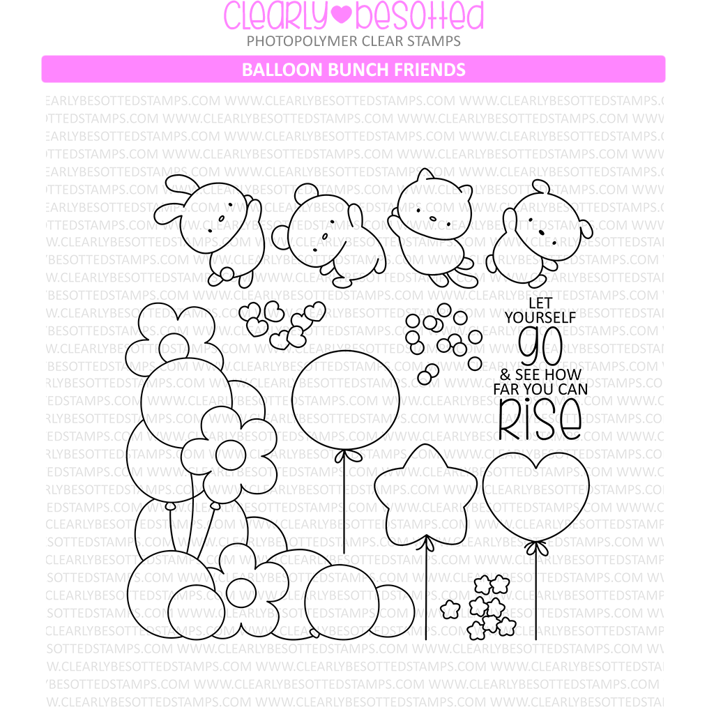 Clearly Besotted BALLOON BUNCH FRIENDS Clear Stamps