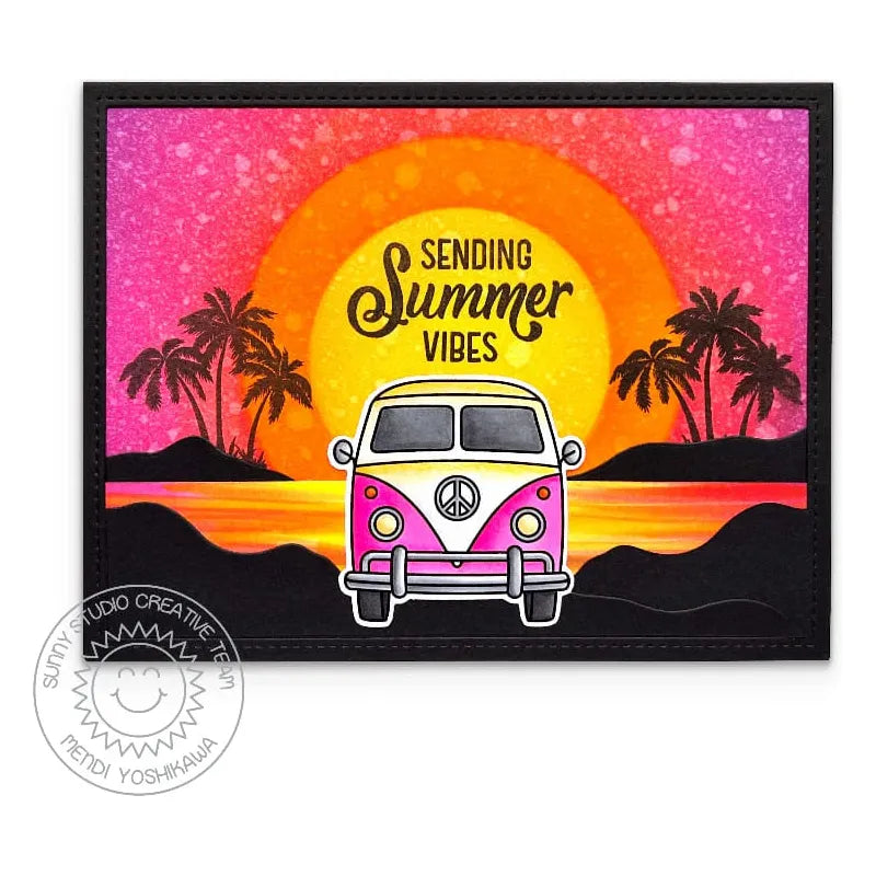 Sunny Studio Beach Bus Clear Stamps sscl-372 sending summer