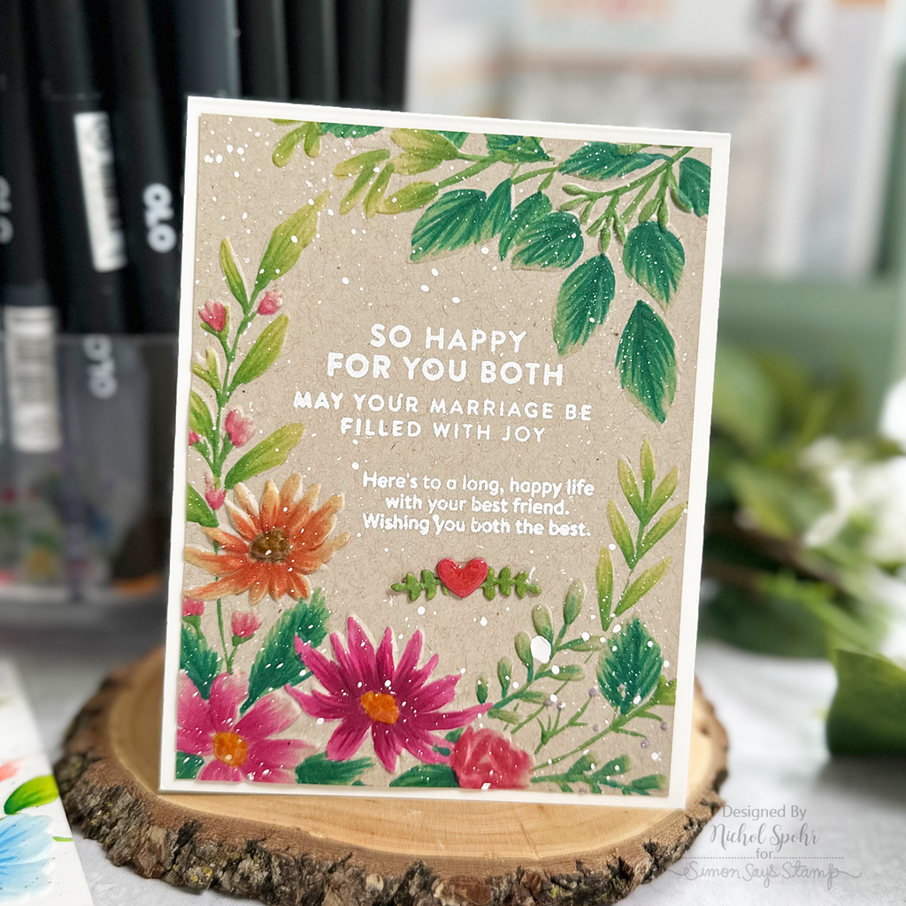 Simon Says Stamp Embossing Folder and Cutting Dies Beaufort Floral Frame sfd380 Celebrate Wedding Card | color-code:ALT05