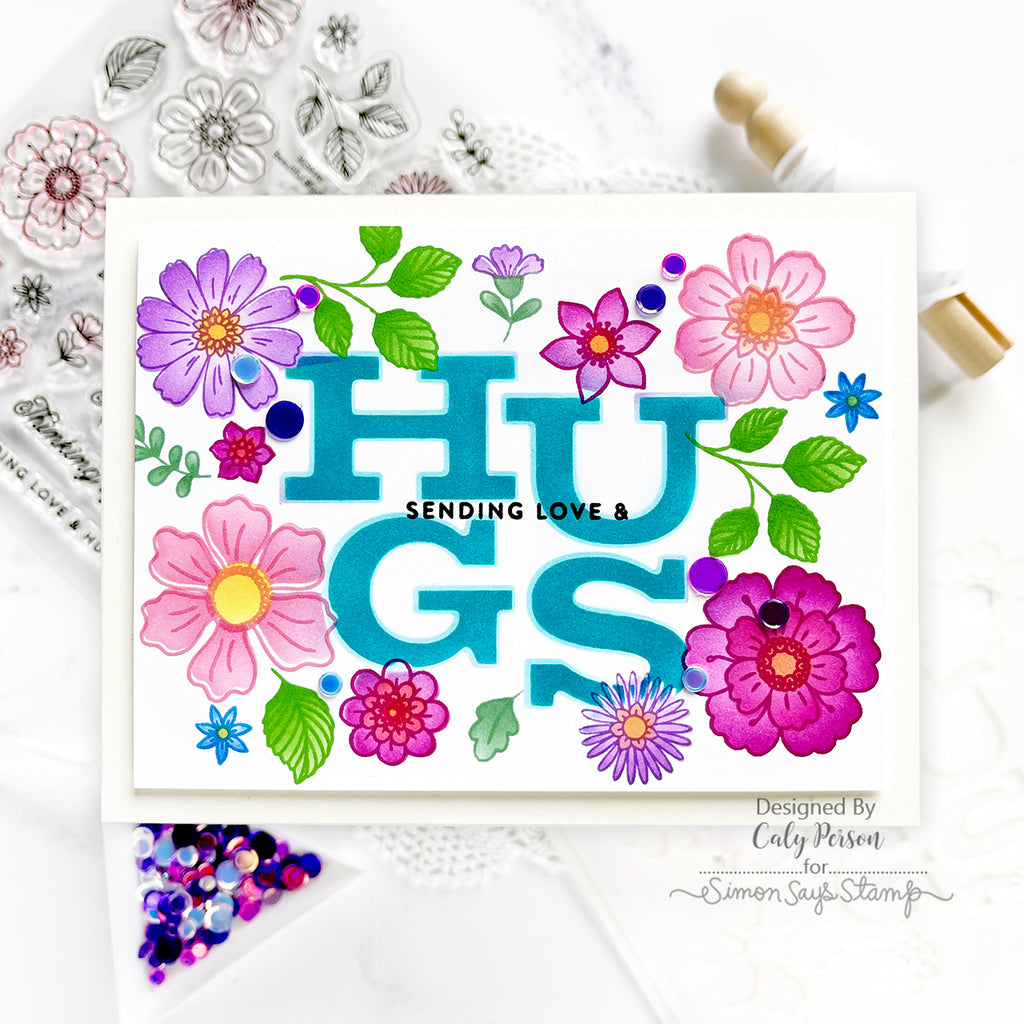 Simon Says Stamp Stencils Beautiful Blooms Hugs 1024stc Sunny Vibes Hugs Card | color-code:ALT01