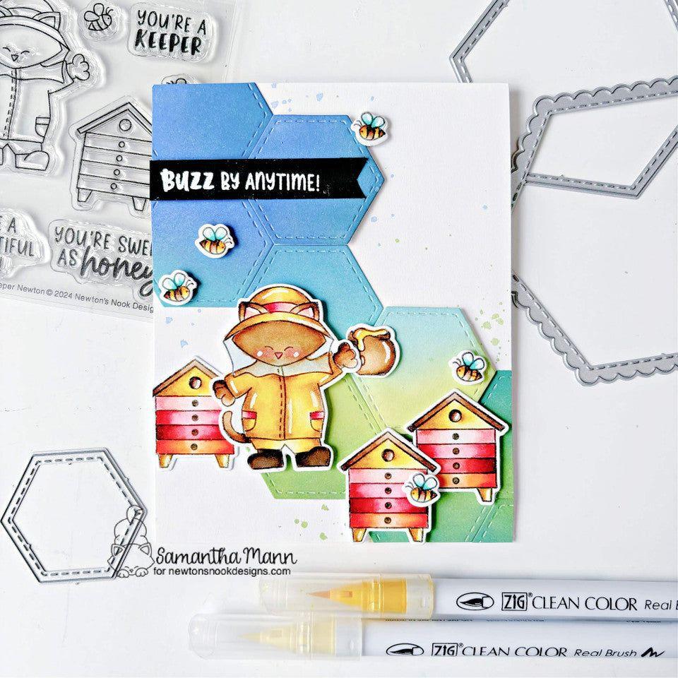 Newton's Nook Designs Beekeeper Newton Clear Stamp and Die Set bee hive