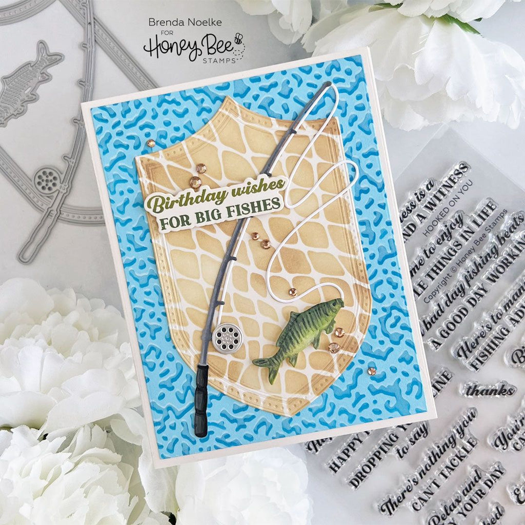 Honey Bee Lovely Layers Rod And Reel Die Set hbds-llrodr Fishing Happy Birthday Card | color-code:ALT01