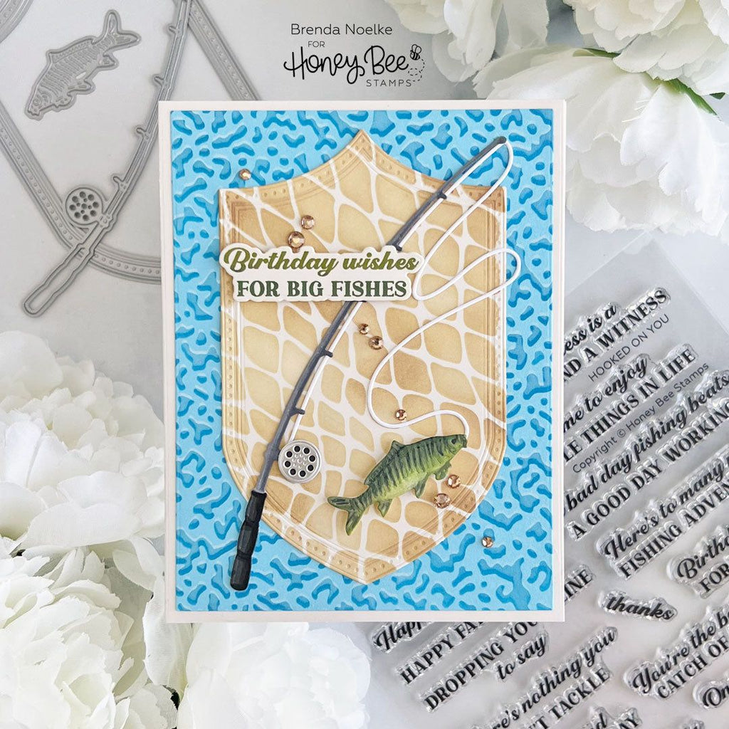 Honey Bee Patina Background Stencil hbsl-128 Fishing Happy Birthday Card | color-code:ALT02