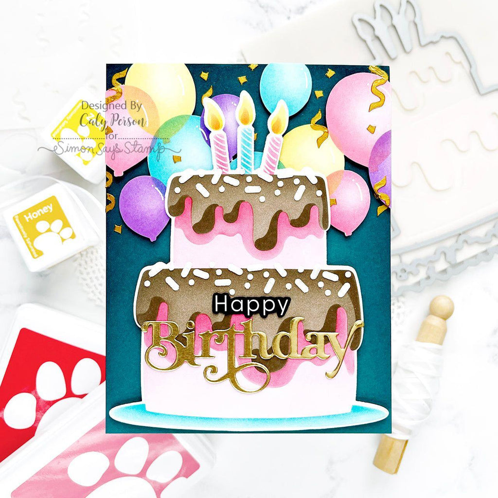 Simon Says Stamp Stencils and Dies Big Birthday Cake set862bc Sweet Wishes Birthday Card | color-code:ALT02