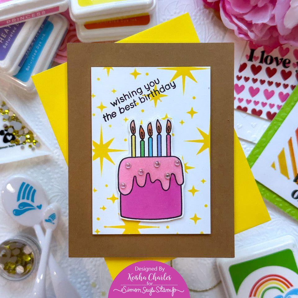 Rainbow Splash Clear Stamps and Stencil Birthday Bash set742bb Splendor Birthday Card