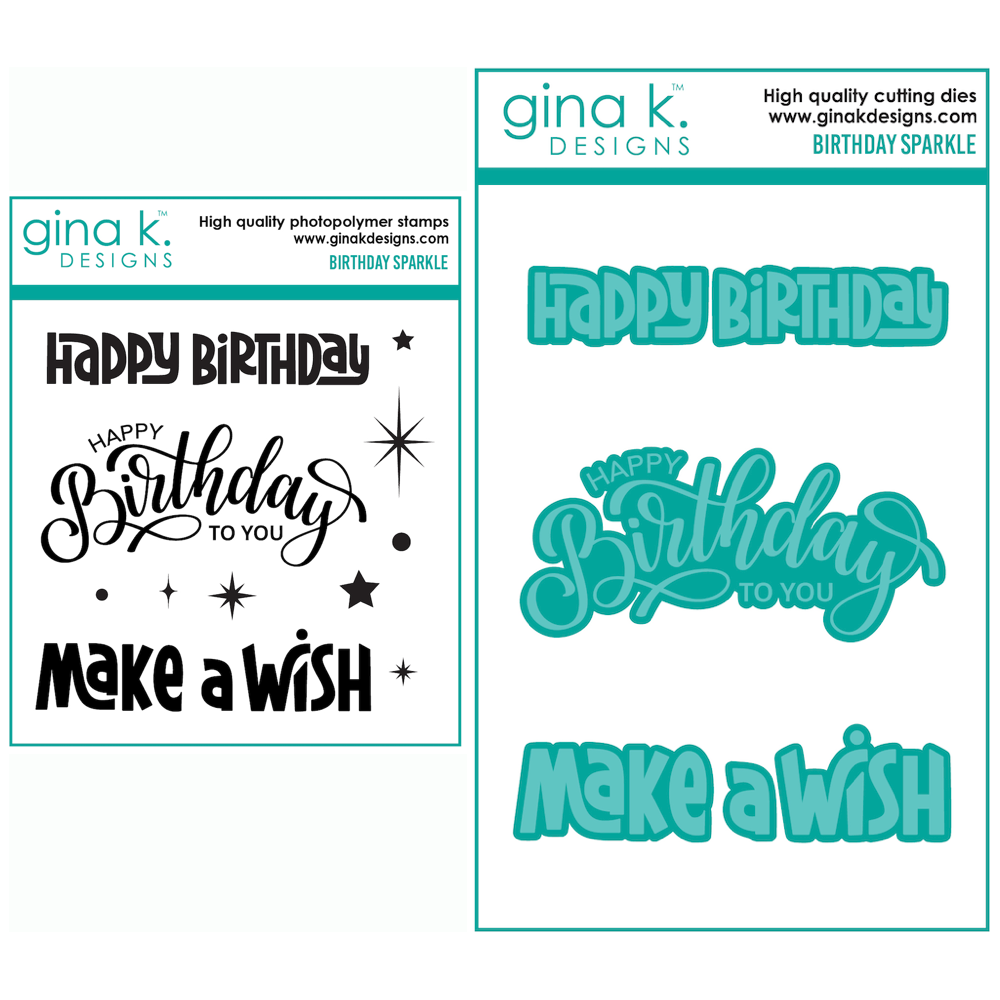 Gina K Birthday Sparkles Stamp and Die Set