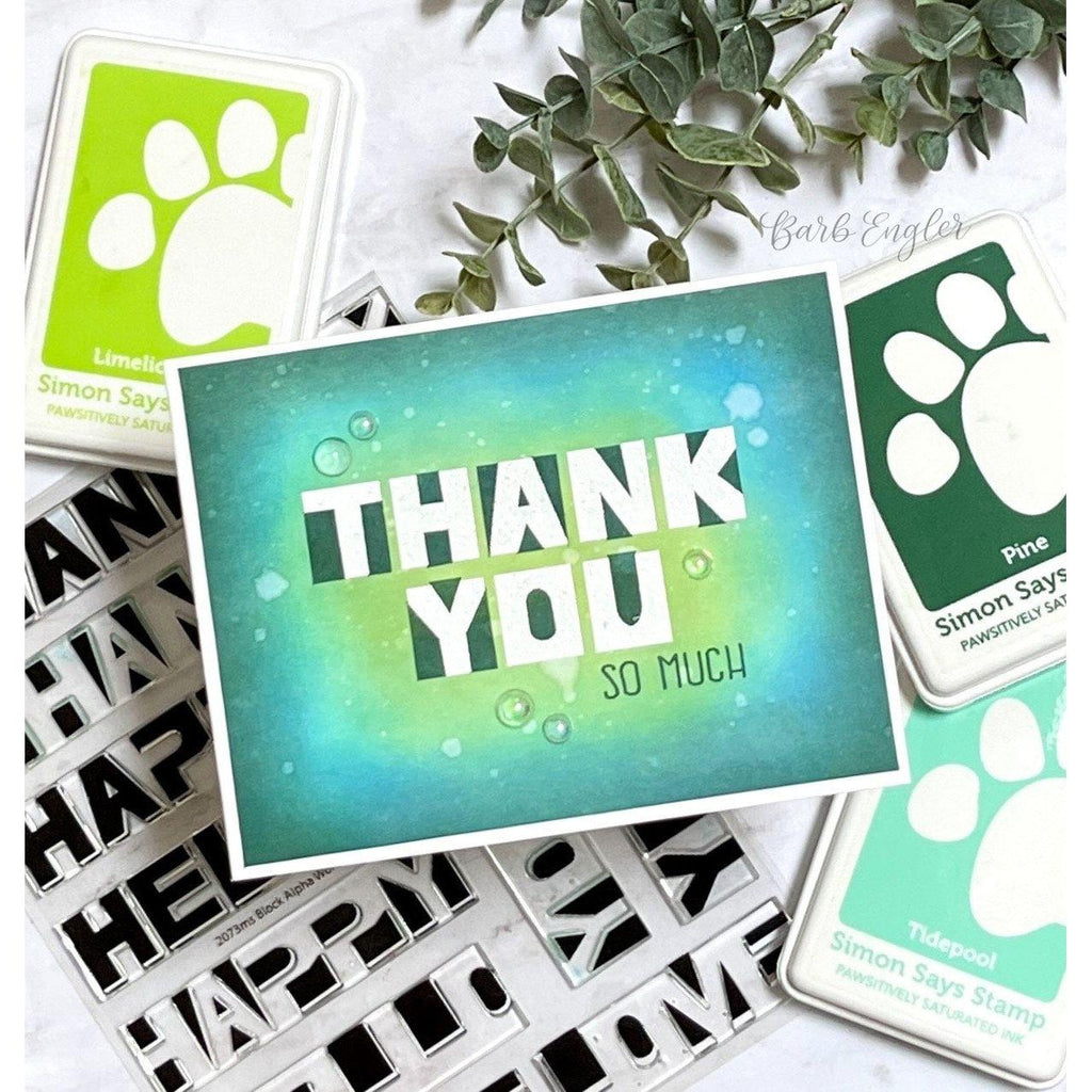 Simon Says Clear Stamps Block Alpha Words 2073ms Stamptember Thank You Card | color-code:ALT04