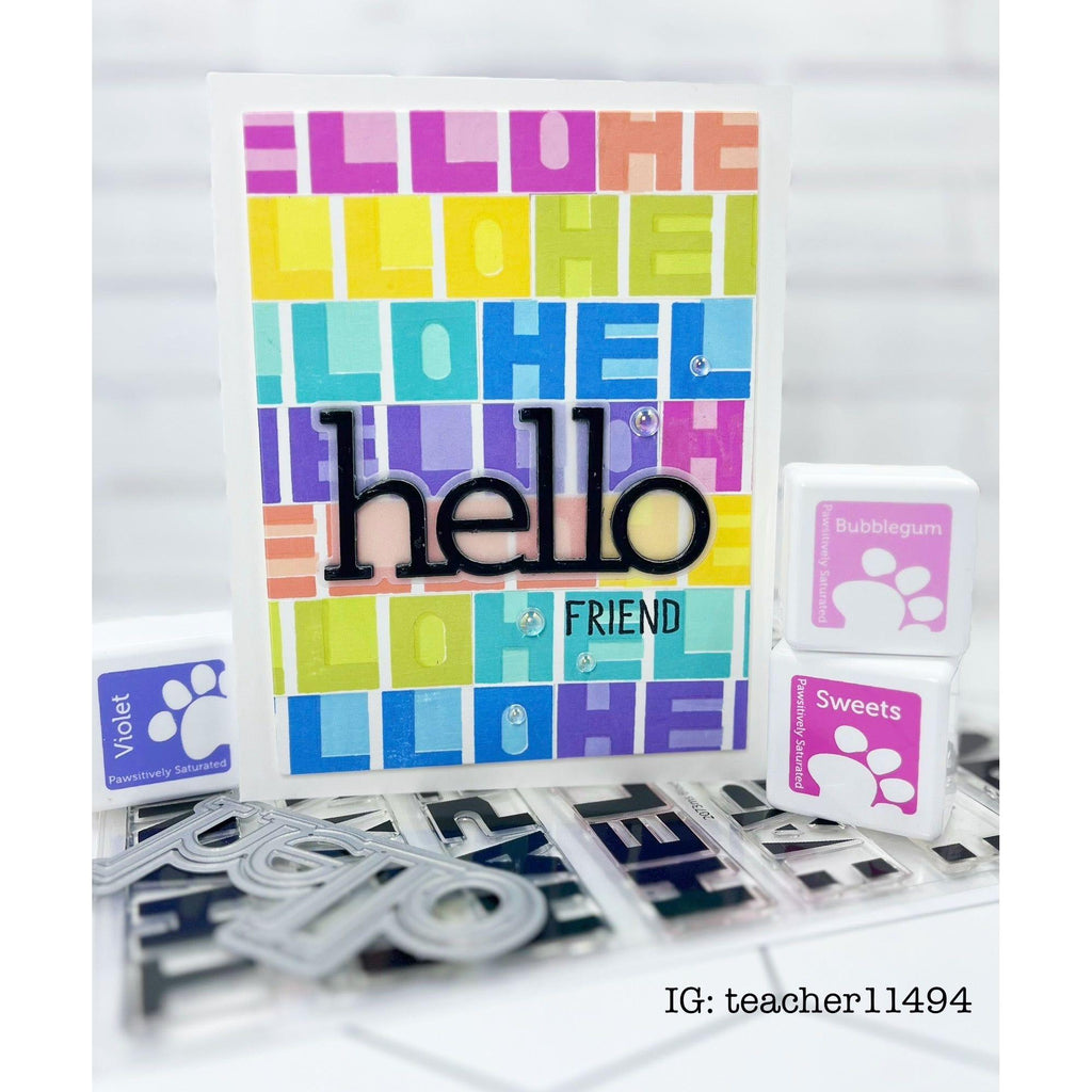 Simon Says Clear Stamps Block Alpha Words 2073ms Stamptember Hello Card | color-code:ALT05