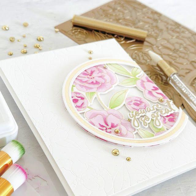 PinkFresh Studio Pretty Blossoms Stencil Set 200423 Modern Floral Card | color-code:ALT03