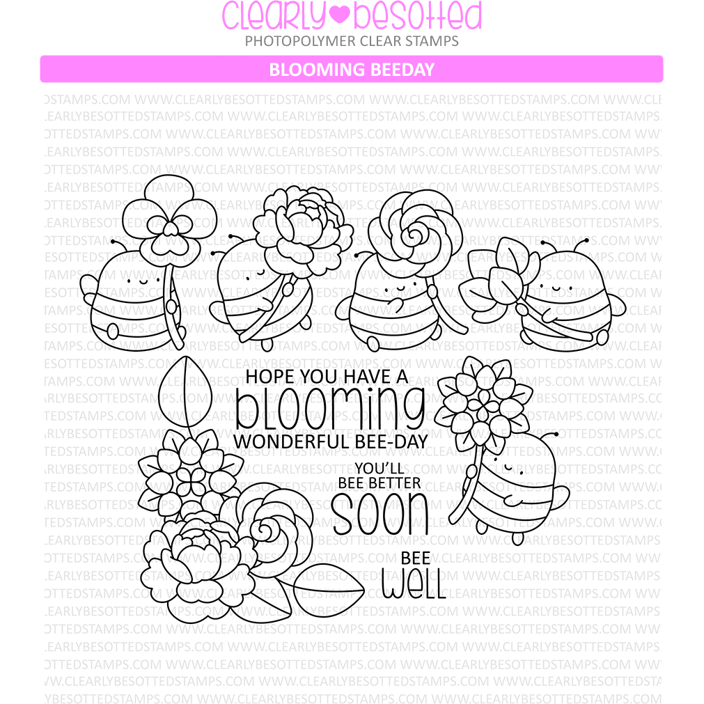 Clearly Besotted Blooming Beeday Clear Stamps