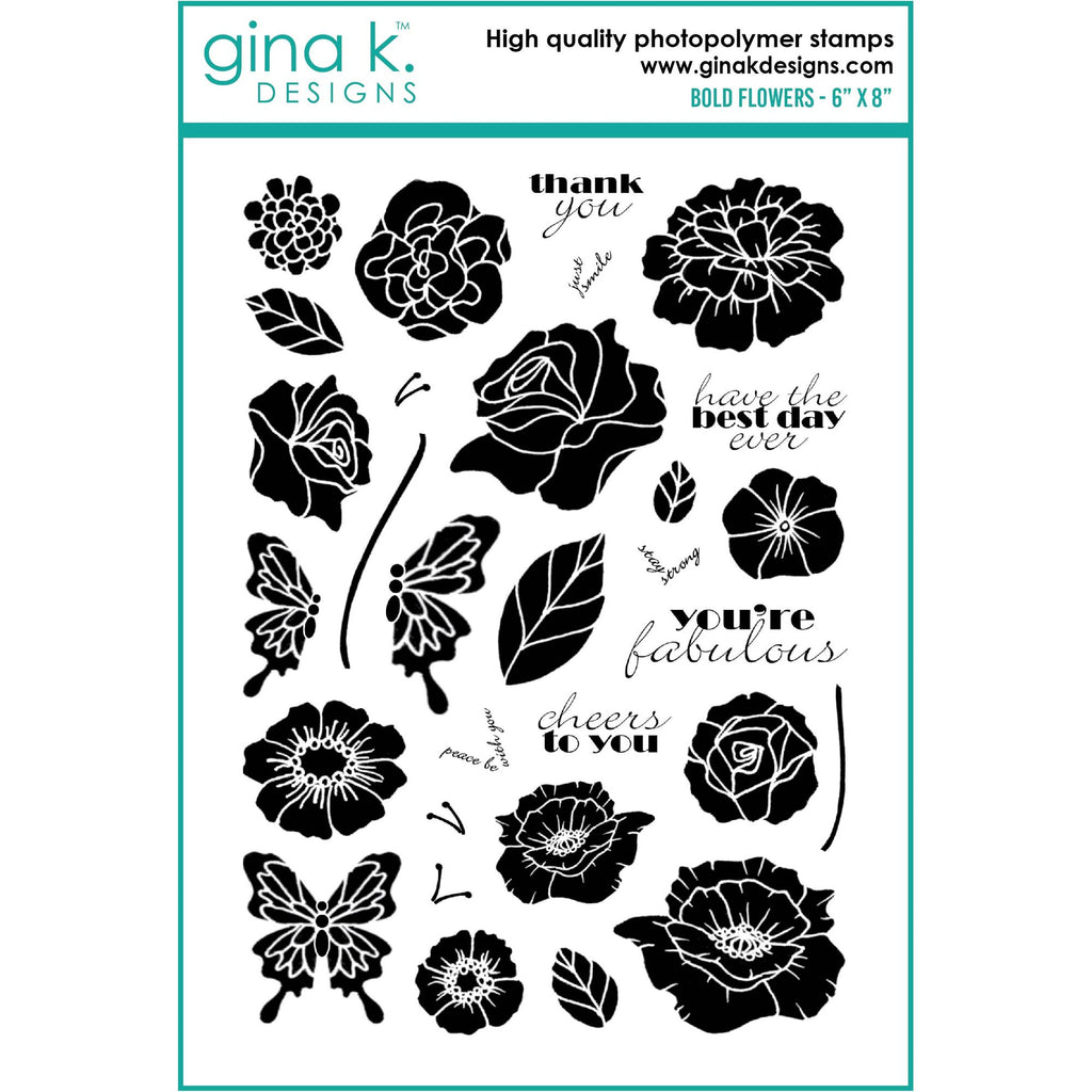 Gina K Designs Bold Flowers Clear Stamps mm122