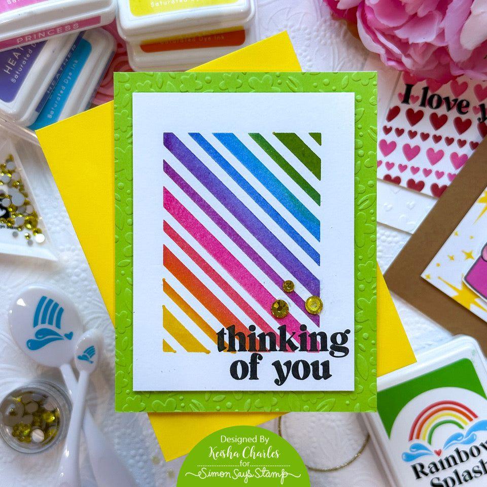 Rainbow Splash Clear Stamps Bold Messages 2 rs108 Splendor Thinking of You Card