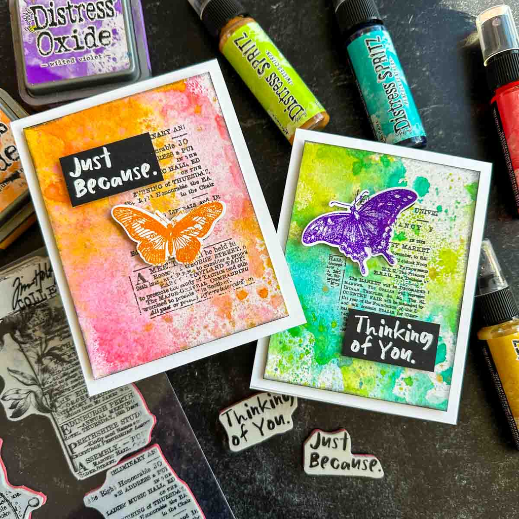 Simon Says Stamp Tim Holtz Botanic Collage Bundle setbc24 Butterfly Card Set | color-code:ALT02