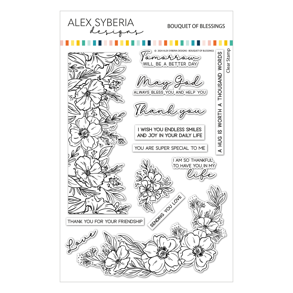 Alex Syberia Designs Bouquet of Blessings Clear Stamp Set asd-sta-145 stamo