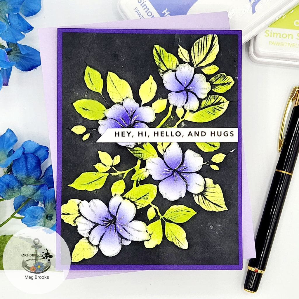 Simon Says Stamp Embossing Folder and Cutting Dies Branching Flowers sfd400 Be Bold Hello Card