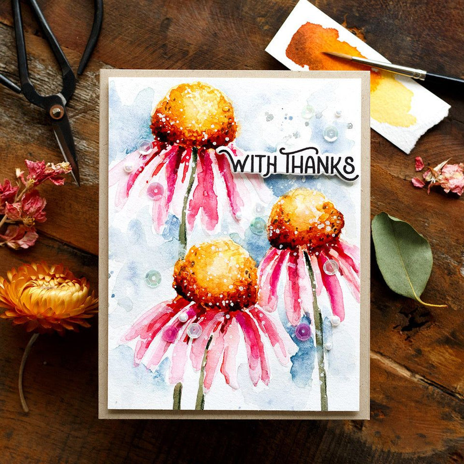 Echinacea Flower, Technique Tuesday Clear Stamps