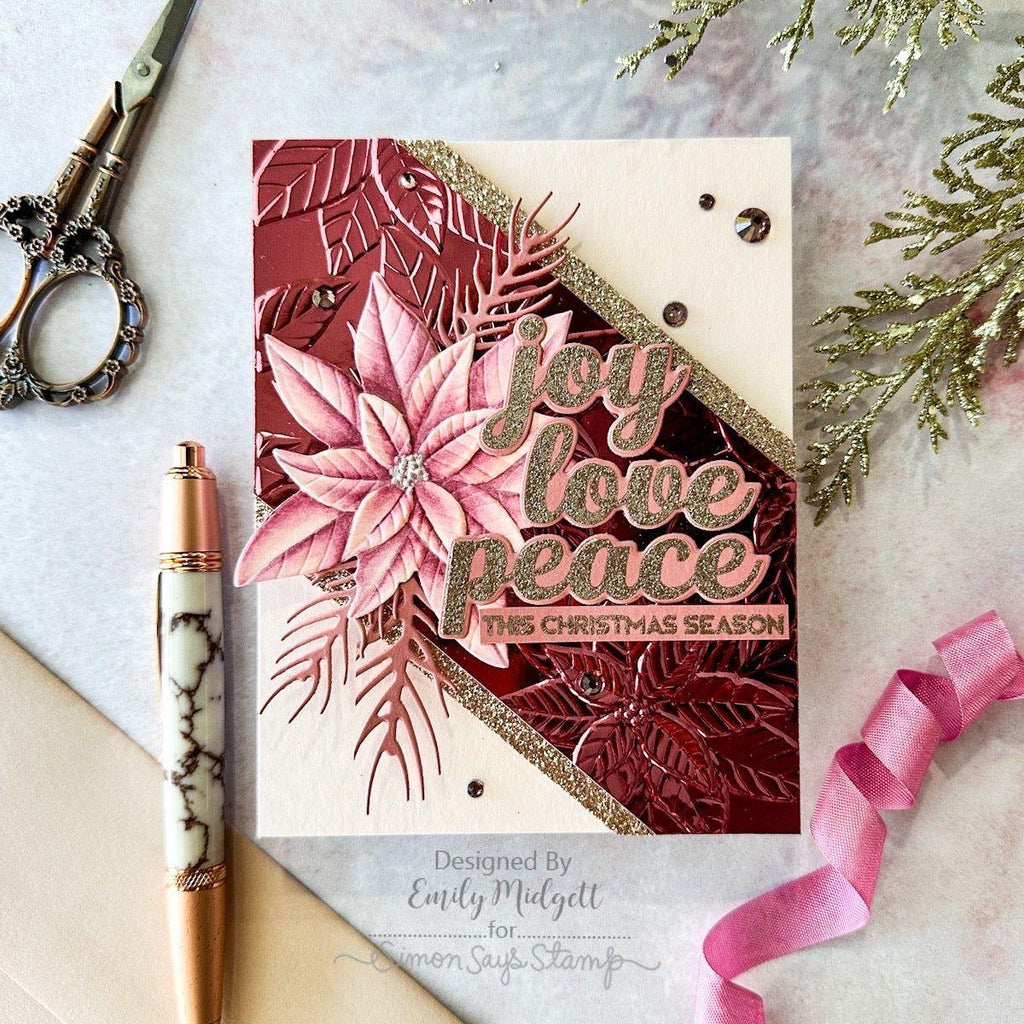 Simon Says Stamp Embossing Folder and Cutting Dies Brilliant Poinsettias sfd431 Sweet Wishes Christmas Card | color-code:ALT04