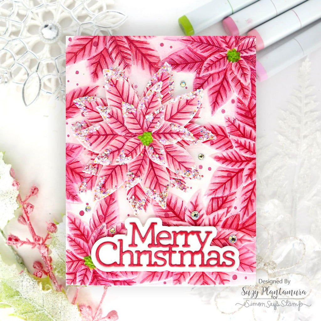 Simon Says Stamp Embossing Folder and Cutting Dies Brilliant Poinsettias sfd431 Sweet Wishes Christmas Card | color-code:ALT05