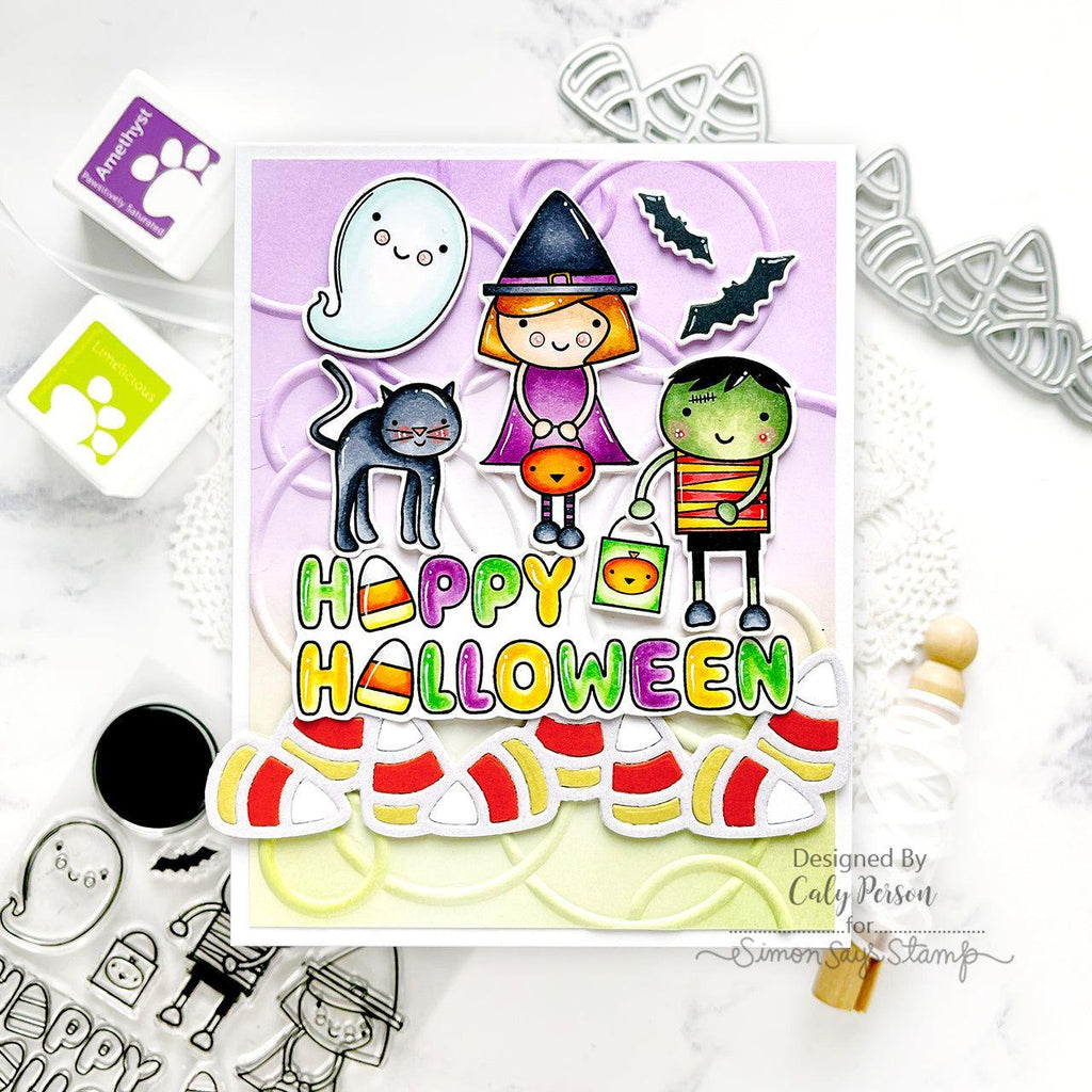 Simon Says Stamp Embossing Folder Bubble Rings sf403 Cheering for You Halloween Card | color-code:ALT05