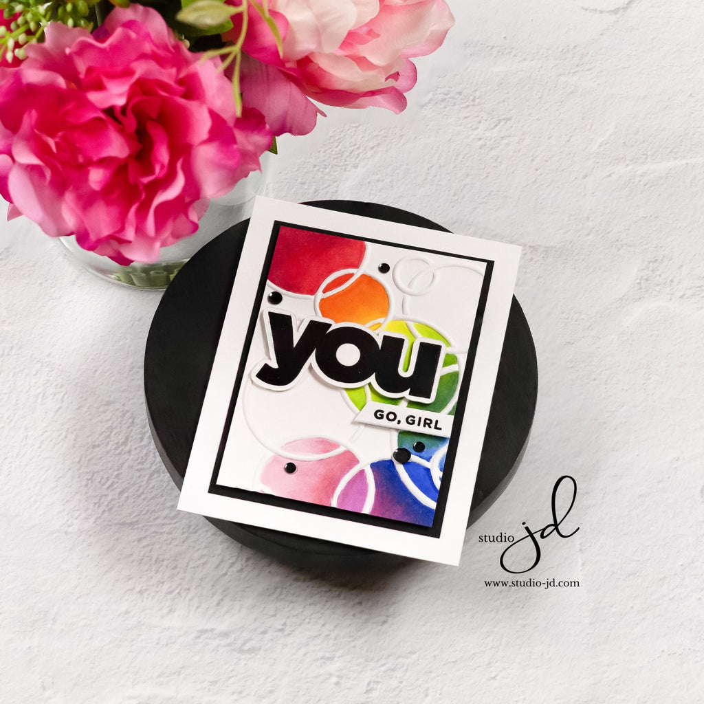 Simon Says Stamp Embossing Folder Bubble Rings sf403 Cheering for You Encouragement Card | color-code:ALT04