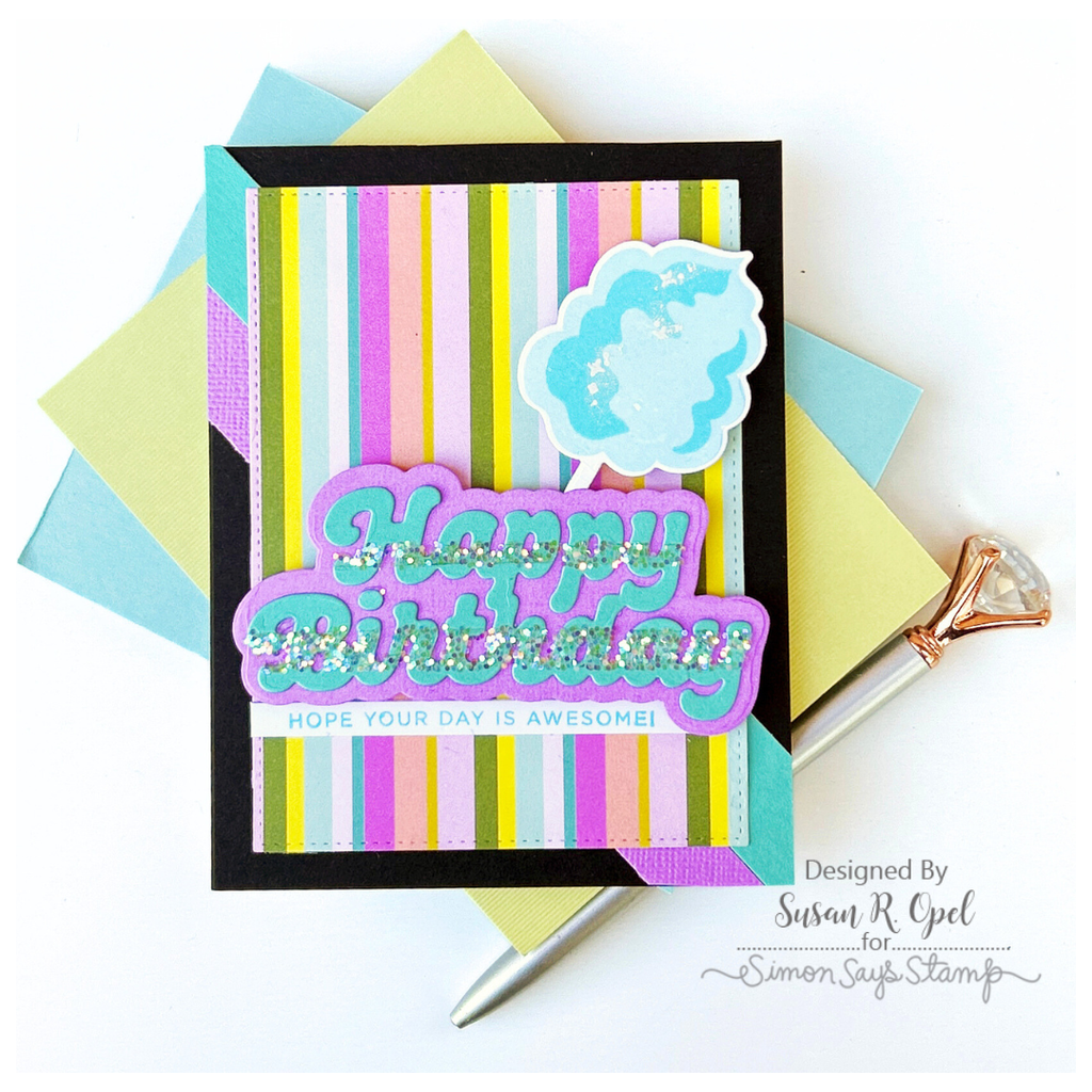 Simon Says Stamp Bubble Script Birthday Wafer Dies 1162sd Birthday Card