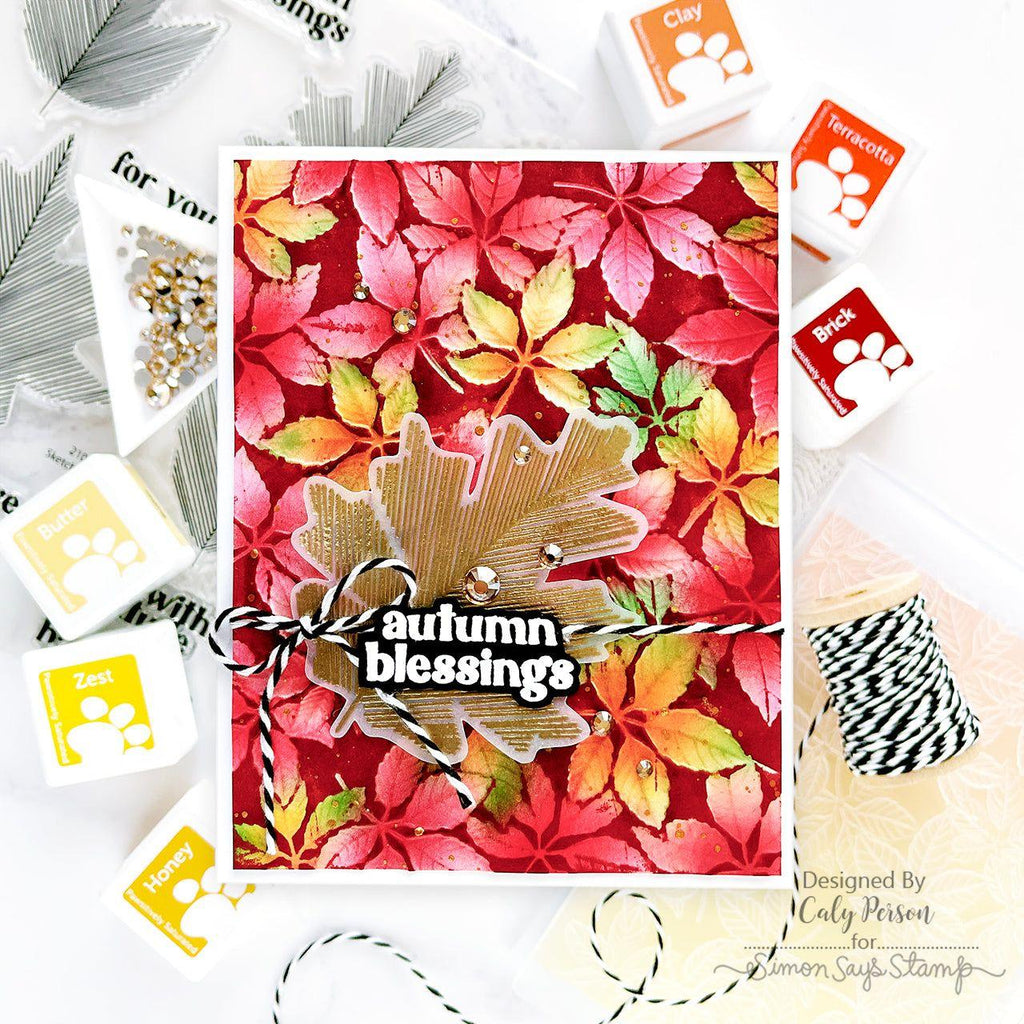 Simon Says Stamp Embossing Folder Buckeye Leaves sf441 Sweet Wishes Fall Card | color-code:ALT01