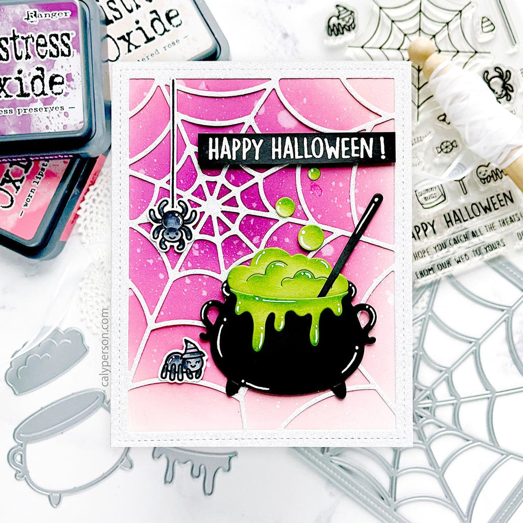 Lawn Fawn Sweet Spiders Stamps Dies Coloring Stencil Set Happy Halloween | color-code:alt2