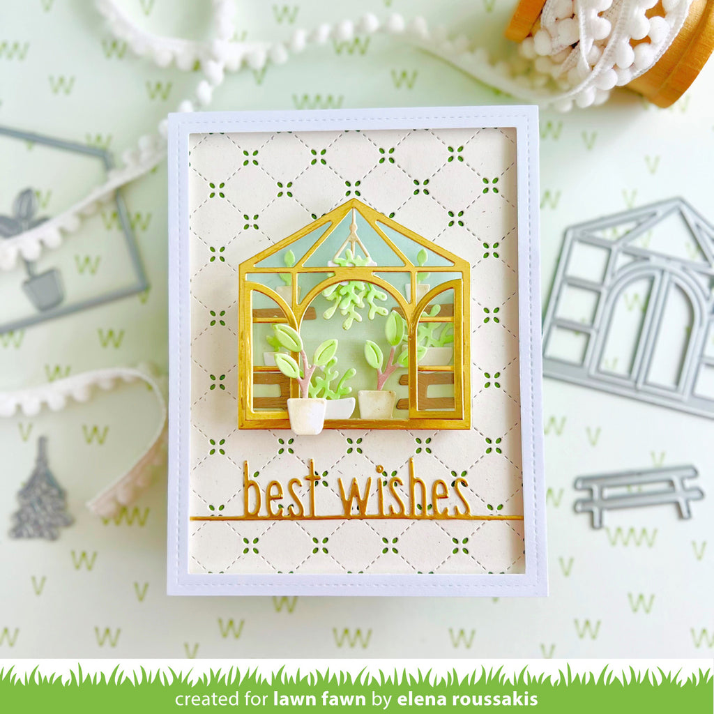 Lawn Fawn Best Wishes Line Border Die lf3384 plant scene