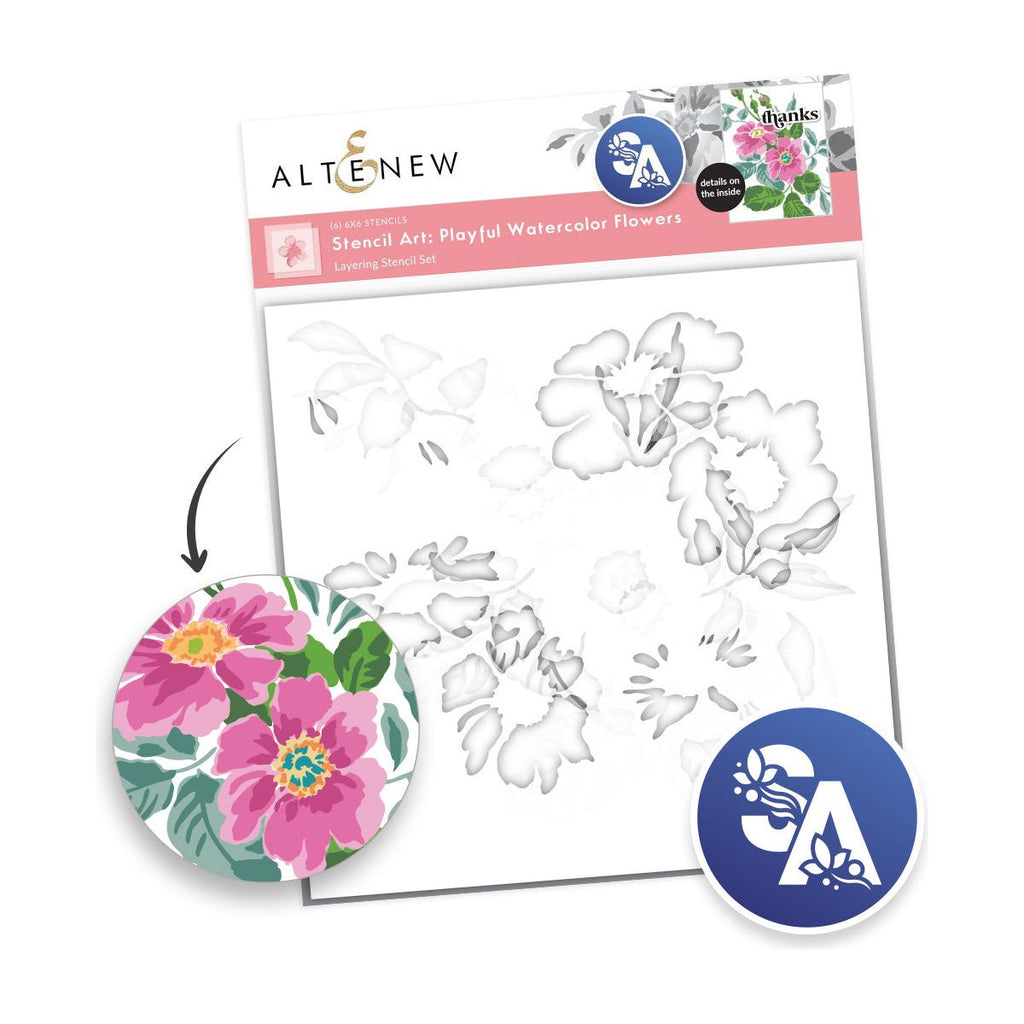 Altenew Stencil Art Playful Watercolor Flowers Layering Stencils alt8693