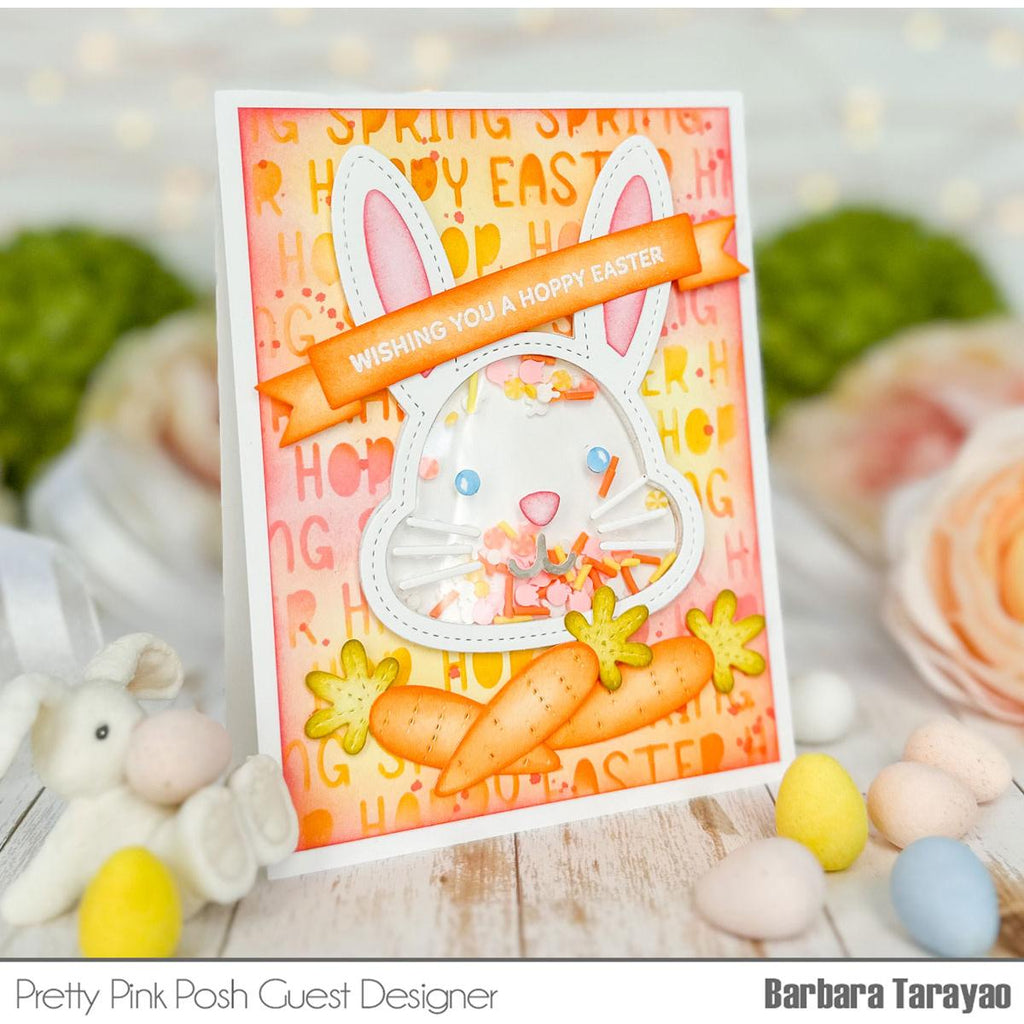 Pretty Pink Posh Bunny Face Shaker Dies shaker card