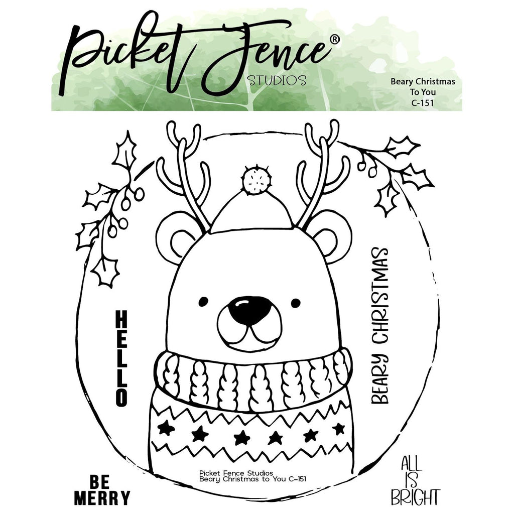 Picket Fence Studios Beary Christmas to You Clear Stamps c-151