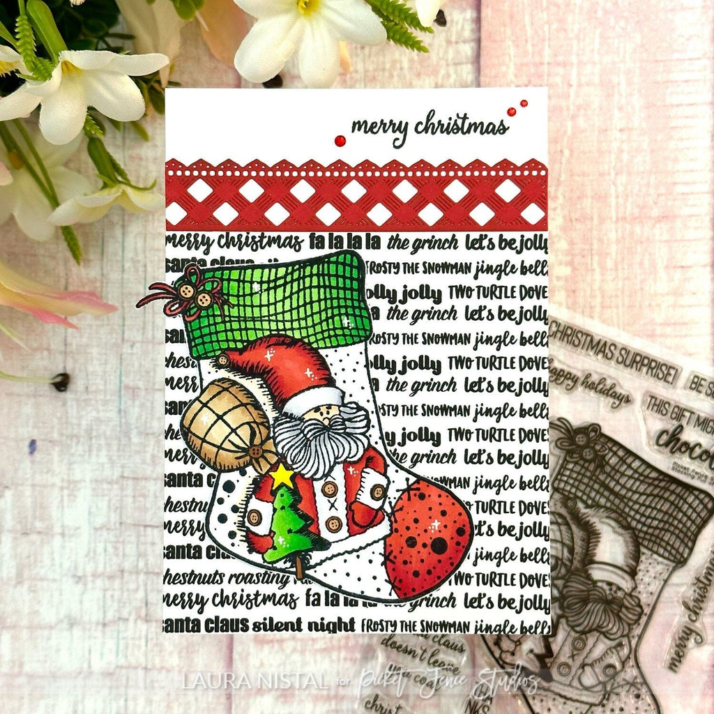 Picket Fence Studios Christmas Wishes Clear Stamp c-167 stocking