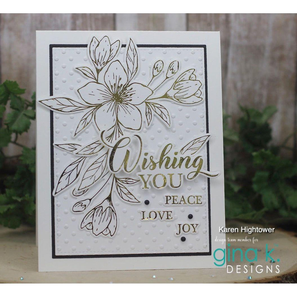 Gina K Designs Wishful Florals Poly-Glaze Foiling Sheets pgfwf Peace Love Joy